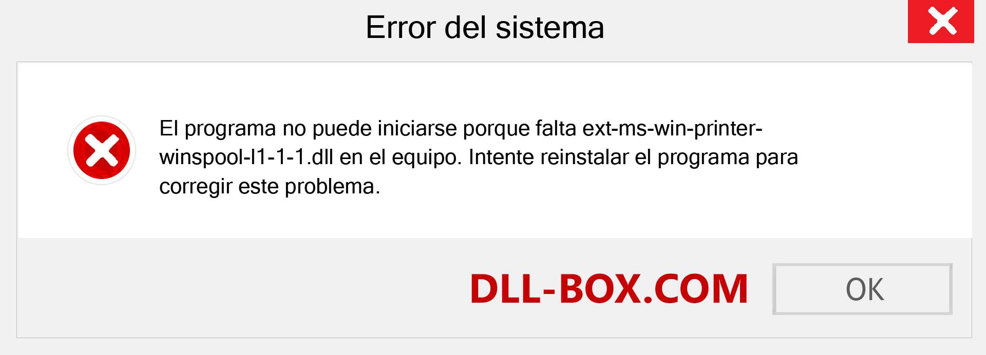 ¿Falta el archivo ext-ms-win-printer-winspool-l1-1-1.dll ?. Descargar para Windows 7, 8, 10 - Corregir ext-ms-win-printer-winspool-l1-1-1 dll Missing Error en Windows, fotos, imágenes